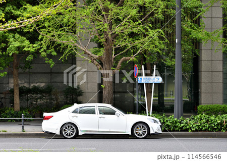 東京ホテル前に停まる白い車 114566546