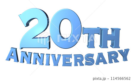 3DCG文字「20th Anniversary/20周年」ブルー,青 114566562