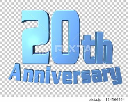 3DCG文字「20th Anniversary/20周年」ブルー,青のイラスト素材 [114566564] - PIXTA