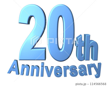 3DCG文字「20th Anniversary/20周年」ブルー,青 114566568