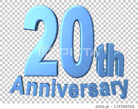 3DCG文字「20th Anniversary/20周年」ブルー,青 114566568