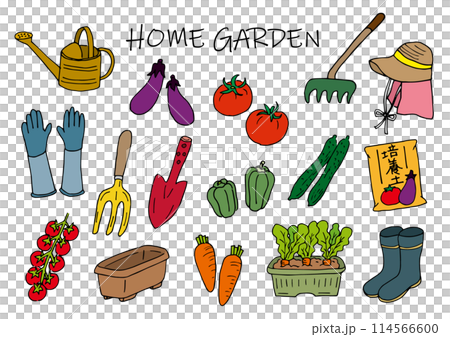 Home garden illustration set (hand-drawn) color 114566600