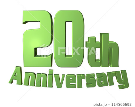 3DCG文字「20th Anniversary/20周年」グリーン,緑 114566692