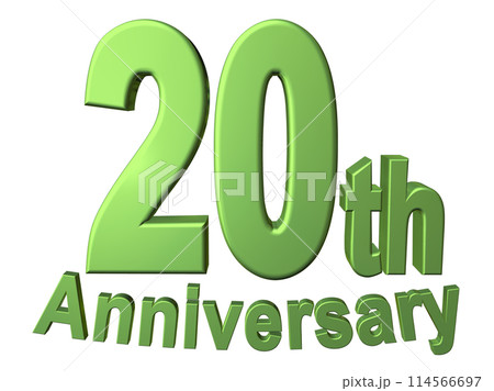 3DCG文字「20th Anniversary/20周年」グリーン,緑 114566697