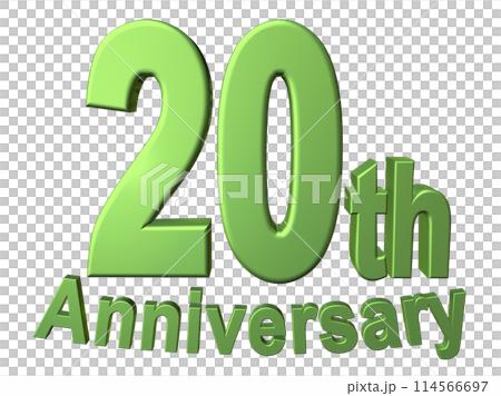3DCG文字「20th Anniversary/20周年」グリーン,緑 114566697