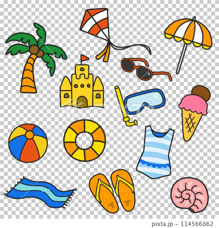 Summer beach illustration set 114566862