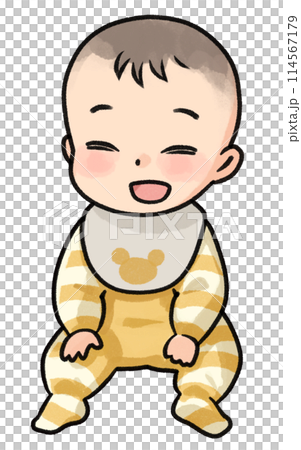 微笑著坐著的嬰兒 微笑著坐著的嬰兒 114567179