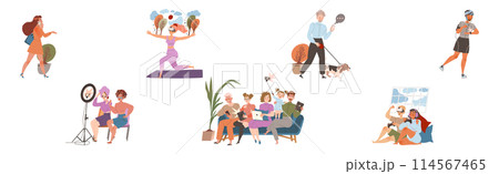 People Character Using Different Gadget and Mobile Device Vector Set People Character Using Different Gadget and Mobile Device Vector Set 114567465