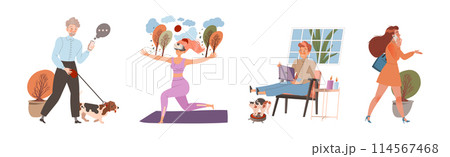 People Character Using Different Gadget and Mobile Device Vector Set 114567468