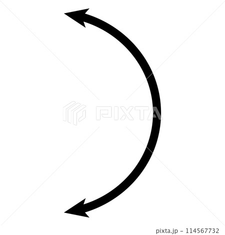 Semicircular curved thin long double ended arrow. Dual semi circle arrow. flat style. Semicircular curved thin long double ended arrow. Dual semi circle arrow. flat style. 114567732
