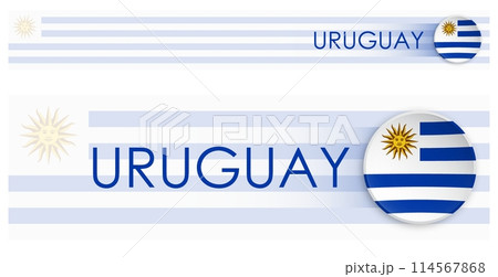 Uruguay flag horizontal web banner in modern neomorphism style. Webpage Uruguay country header button for mobile application or internet site. Vector 114567868