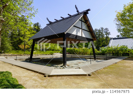 日本相撲連盟の土俵基準に則した弥彦神社の本格的な相撲場（新潟県弥彦村彌彦） 114567975