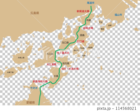 Shimanami Kaido map with names 114568021
