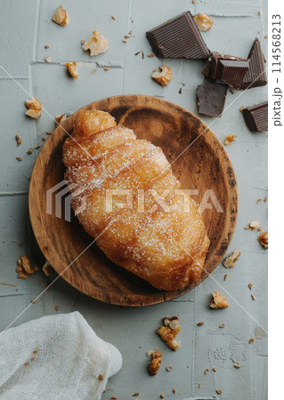 xuixo de crema, pastry typical of catalonia, spain 114568213