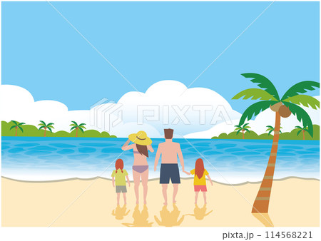 夏に家族で海水浴イラスト 夏に家族で海水浴イラスト 114568221