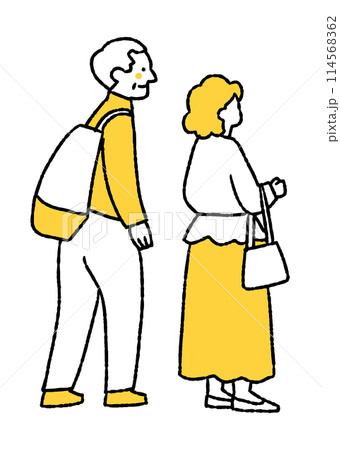 展覧会で絵を見ている高齢の夫婦 展覧会で絵を見ている高齢の夫婦 114568362