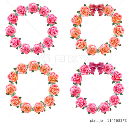薔薇のリース　円形フレーム　セット 114568378