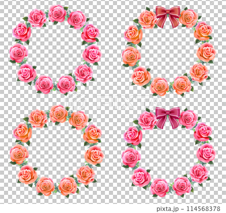 薔薇のリース　円形フレーム　セット 114568378