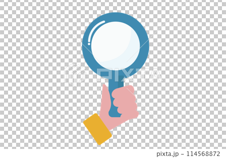 Hand holding a magnifying glass. Investigation. 114568872