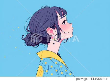 真剣な眼差しの女の子の横顔 AIのイラスト素材 [114568904] - PIXTA