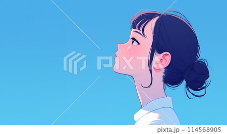 真剣な眼差しの女の子の横顔 AIのイラスト素材 [114568905] - PIXTA