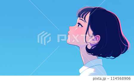 真剣な眼差しの女の子の横顔　AI 114568906