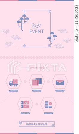 Asian Thanksgiving event page using traditional Asian patterns(caption: Chuseok - Asian Thanksgiving Day) 114569538