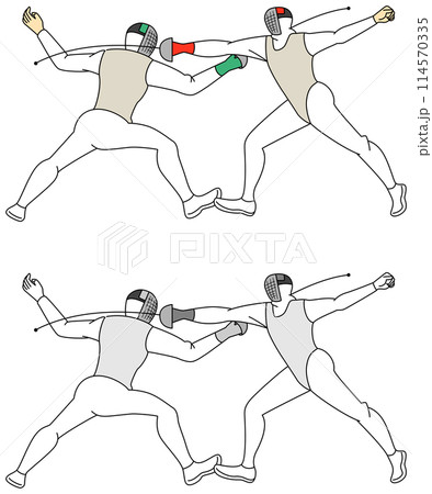 フェンシングをしているアスリートのイラストセット 114570335