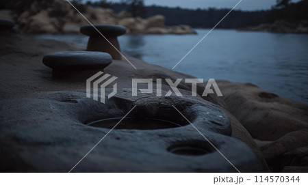 Natural Rock Archway by a Lake Natural Rock Archway by a Lake 114570344