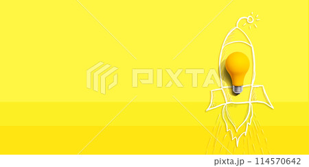 Idea light bulb flying to the sky like a rocket Idea light bulb flying to the sky like a rocket 114570642