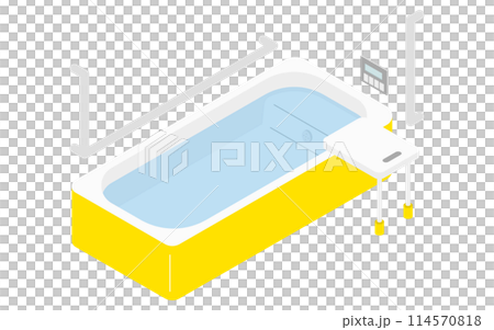 住宅リフォーム、またぎやすい浅い浴槽への交換をする介護リフォーム、アイソメトリックイラスト 114570818