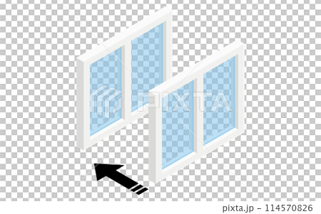 Double-glazed windows: Noise control measures that can be used even in rental properties, isometric illustration Double-glazed windows: Noise control measures that can be used even in rental properties, isometric illustration 114570826