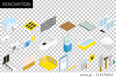 Home renovation icon set, isometric illustration 114570832