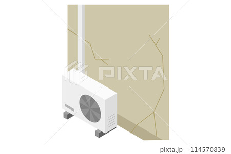 住宅リフォーム、ひびの入った壁、アイソメトリックイラスト 住宅リフォーム、ひびの入った壁、アイソメトリックイラスト 114570839