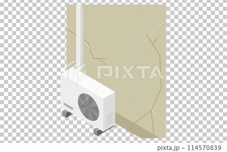 住宅リフォーム、ひびの入った壁、アイソメトリックイラスト 住宅リフォーム、ひびの入った壁、アイソメトリックイラスト 114570839
