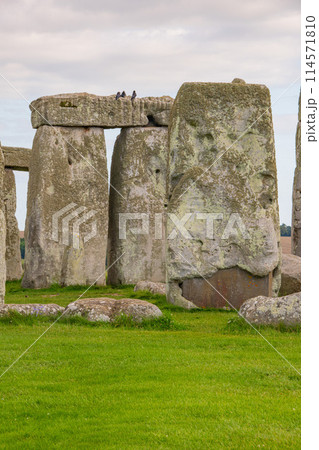 ロンドンの郊外にある世界遺産のストーンヘンジの風景 114571810