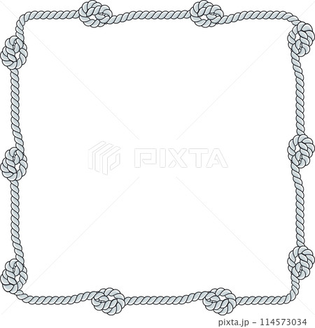 Square rope frame isolated on white background. Twisted cord. Square rope frame isolated on white background. Twisted cord. 114573034