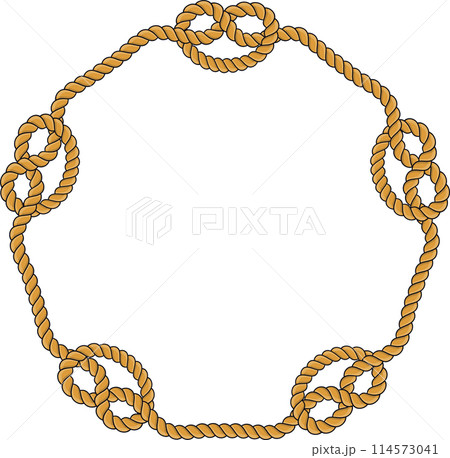Hexagonal rope frame isolated on white background. Twisted cord. 114573041