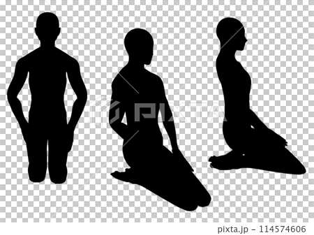 人物 正座ポーズ シルエットセット 人物 正座ポーズ シルエットセット 114574606