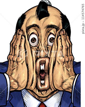 顔を両手で挟む男性のイラスト 114574765