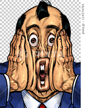 顔を両手で挟む男性のイラスト 114574765