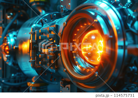 Luminous quantum computer controlled by digital technologies, which produces power AI Generative 114575731