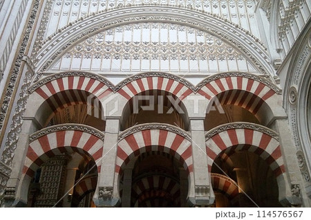 Interior with column of Mezquita mosque cathedral of Cordoba. Cordoba, Spain - June 14, 2016 Interior with column of Mezquita mosque cathedral of Cordoba. Cordoba, Spain - June 14, 2016 114576567
