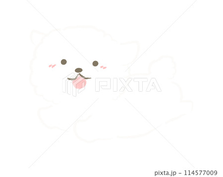 走る犬のイラスト　ビション・フリーゼ　主線なし 114577009