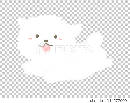 走る犬のイラスト　ビション・フリーゼ　主線なし 114577009