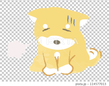 お座りをして落ち込む柴犬　主線なし 114577013