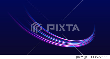 Neon color glowing lines background, high-speed light trails effect. Big data traffic visualization, dynamic high speed data streaming traffic. Light blue Twirl. Electric light, light effect. Neon color glowing lines background, high-speed light trails effect. Big data traffic visualization, dynamic high speed data streaming traffic. Light blue Twirl. Electric light, light effect. 114577362