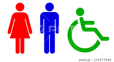 トイレマーク　男女　多目的トイレ　車椅子 114577849