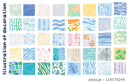有機的な手描きのあしらいイラストセット 有機的な手描きのあしらいイラストセット 114578244