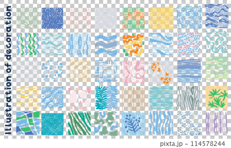 有機的な手描きのあしらいイラストセット 有機的な手描きのあしらいイラストセット 114578244